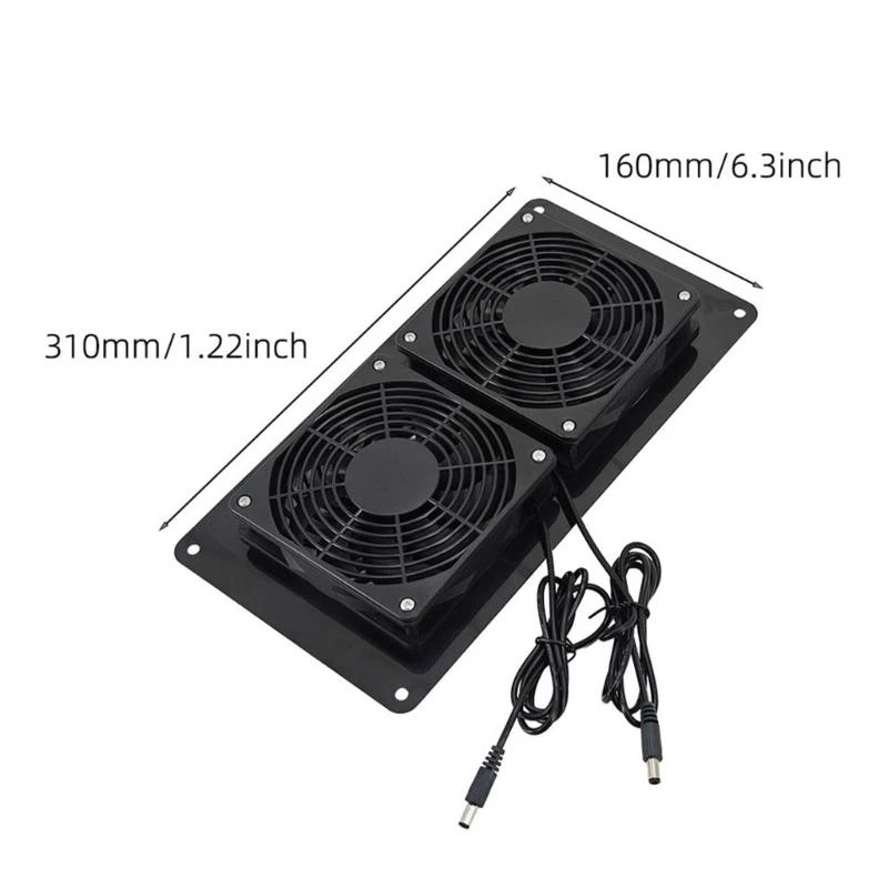 97QC كفاءة DC12V مجموعة التهوية مروحة مزدوجة لبيوت الحيوانات الأليفة الملاجئ Solar Panal