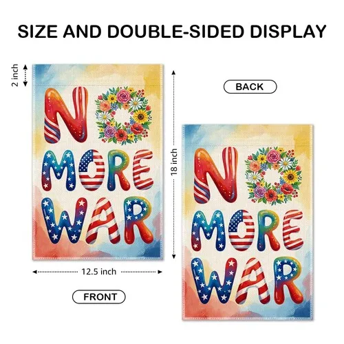No More War Garden Flag 12x18 Inch, Patriotic Floral Peace Outdoor Decor, USA... YYZ