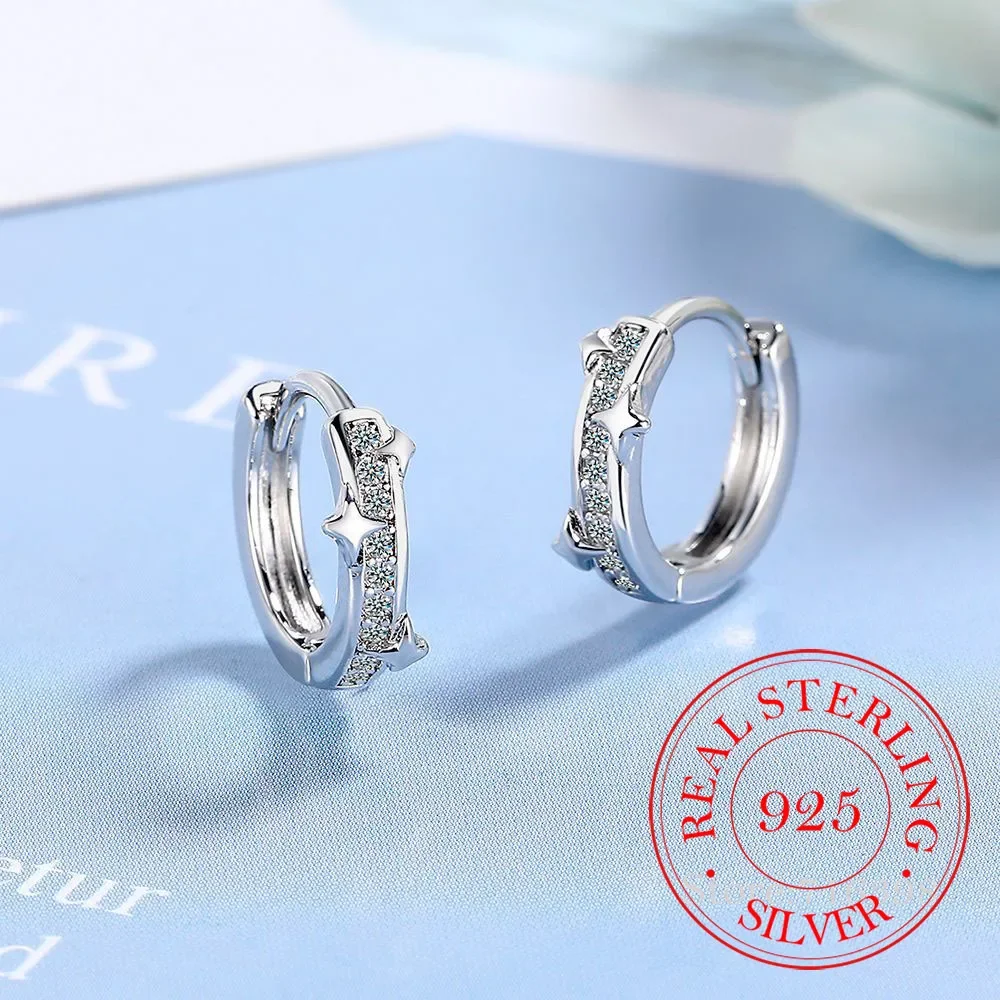 

Женские серьги-кольца из серебра 925 пробы, с кристаллами