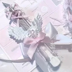 1Pc Kawaii Pink Angel Wings Sweetheart Utility Knife Y2K Subculture Cute Girl Express Box Letter Opener Stationery Paper Cutter