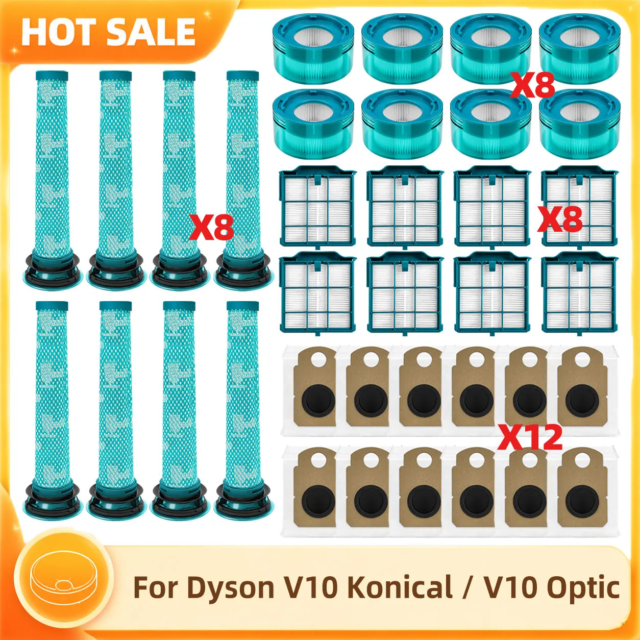 Compatible For Dyson V10 Konical / V10 Optic Dust Bag Pre Post Motor Filter