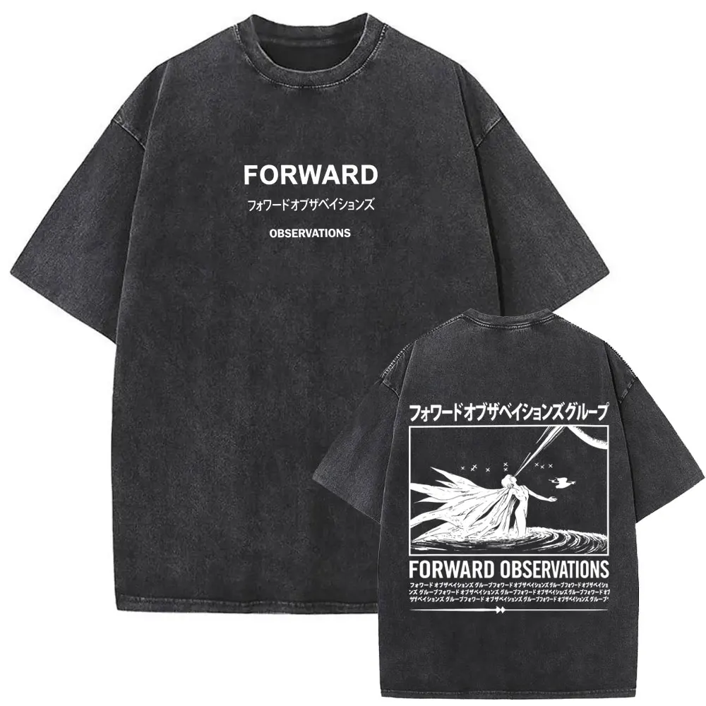 Forward Observations Group Vintage Washed T-shirt Skeleton Graphic T Shirts Men Fashion Oversized T-shirts Male Retro Streetwear