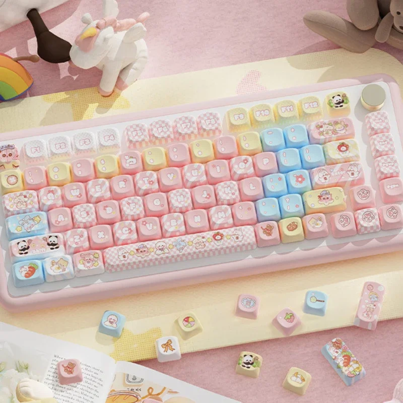 Cute Keyboard Keycaps Pink Key Caps Girls Key Caps Replacement for Mechanical Keyboard Accessories Decor for Office Home Work