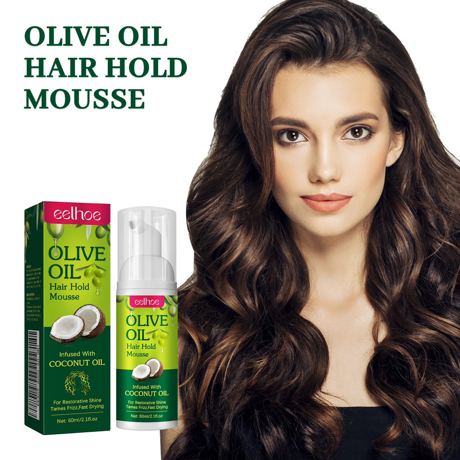 Olive Oil Hair Styling Mousse Quickly Curling Styling Enhance Curly Hair Contour Softening Hair Reduce Frizz Foaming Curl Mousse