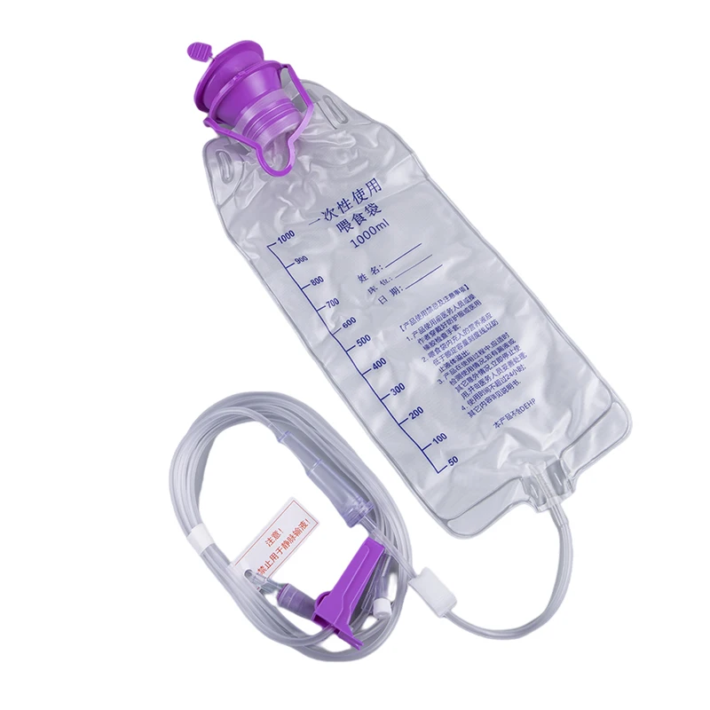 Saco de alimentação de plástico médico Nutrição Enteral Supply Bag Bomba de gravidade de nutrientes para alimentação nasal Saco de tubo transparente 1000ml