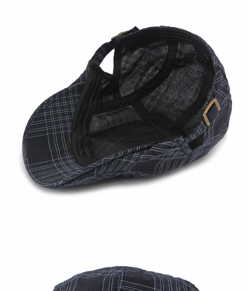 HT5139 Herren- und Damen-Baskenmütze, Retro-Künstler-Malermütze, Unisex-Karo-Flatcap, Frühling-Sommer, verstellbare Baskenmütze – Detail 9