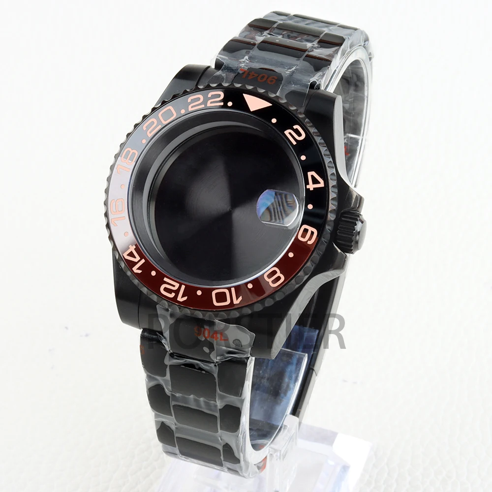 Black 40mm NH34 NH35 Case 316L Stainless Steel Oyster Strap for SUB GMT Yacht-Master NH34 NH35 NH36 NH38 Movement 28.5mm Dial