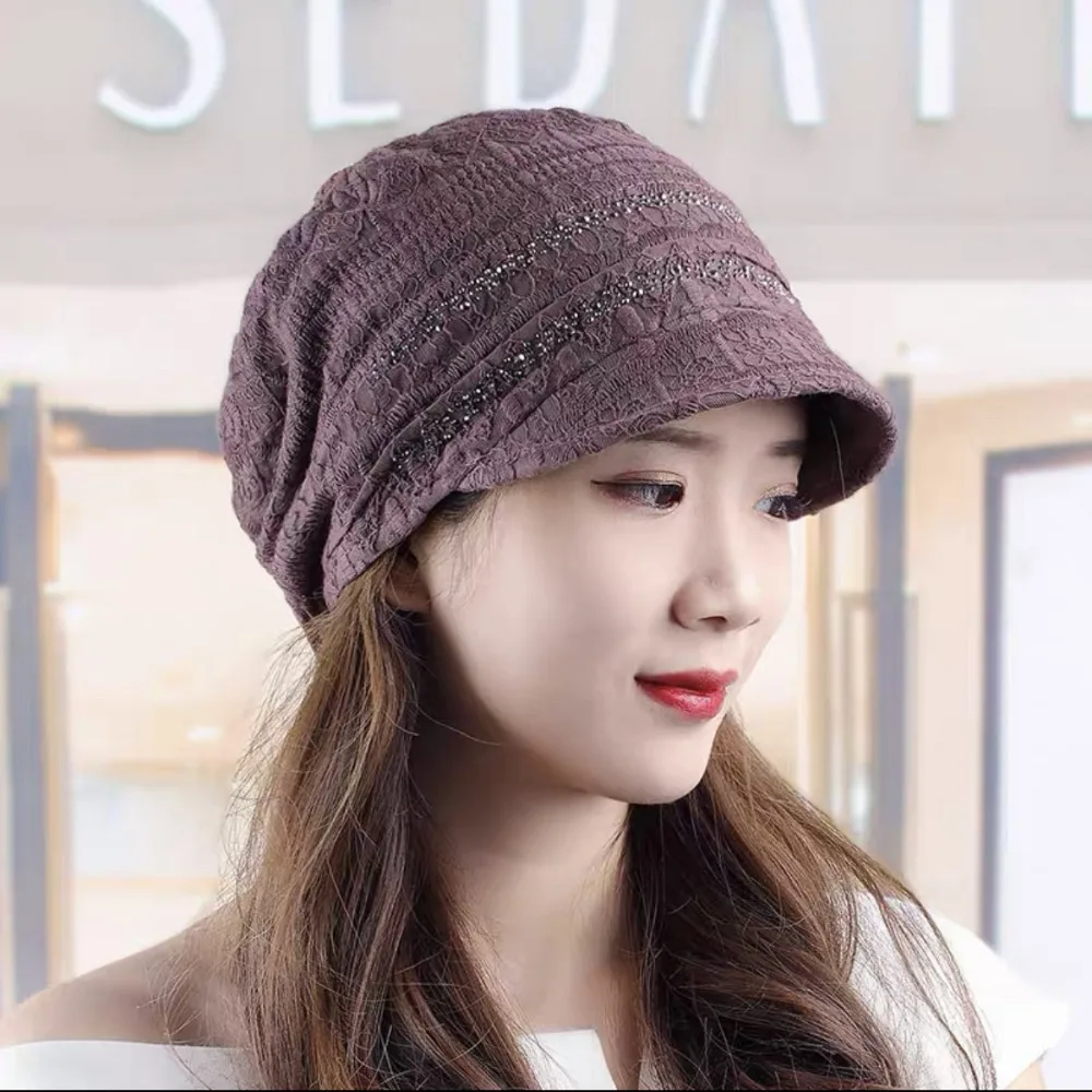 

Hollow Out Flower Beanie Cap Embroidery Breathable Women Baseball Cap Headscarf Wrap Brim Caps Turban Beanies Hat Autumn Summer