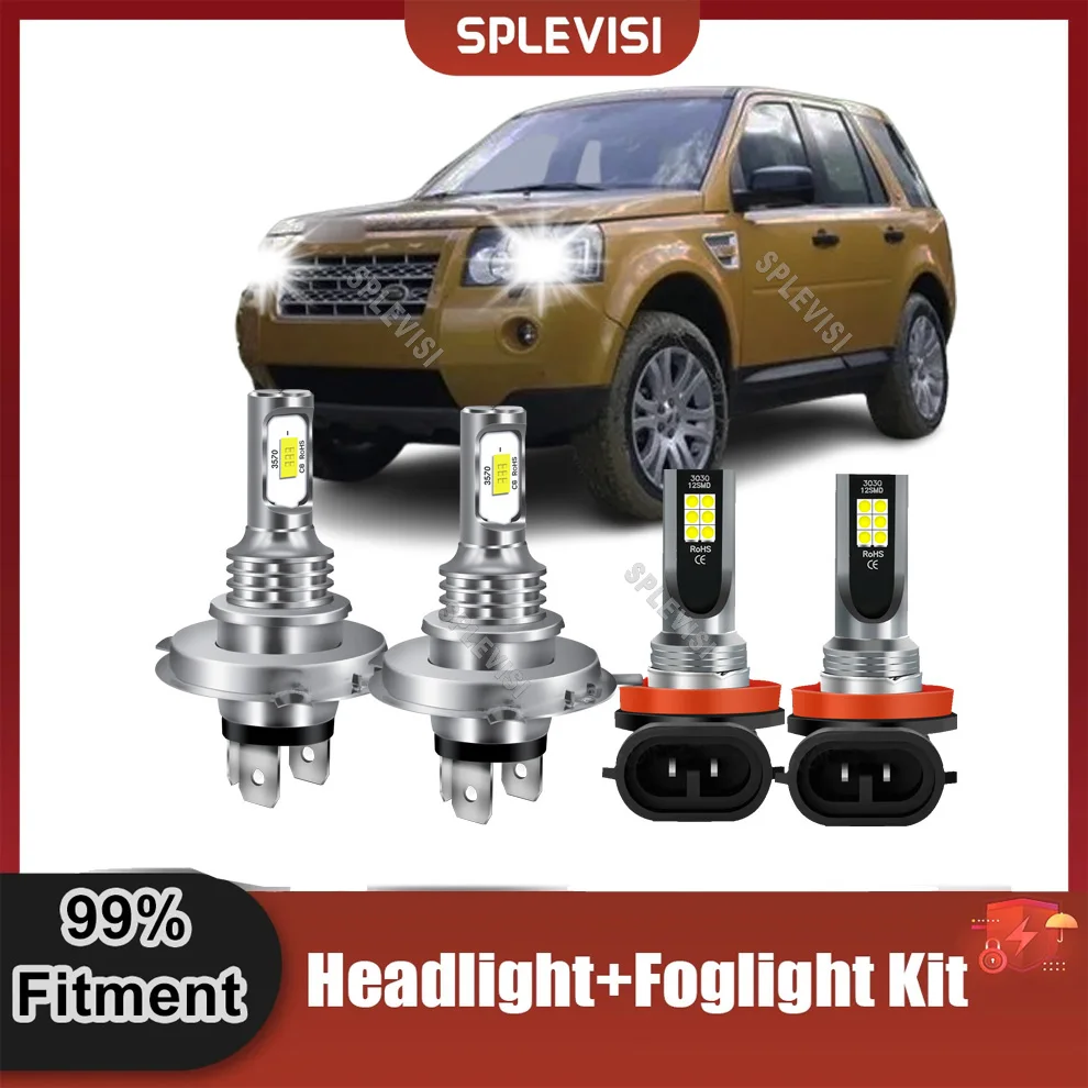 

Clear White Car LED H4 Headlight Headlmap Hi Low Beam H11 Foglamp Replace For Land Rover Freelander 1998-2006