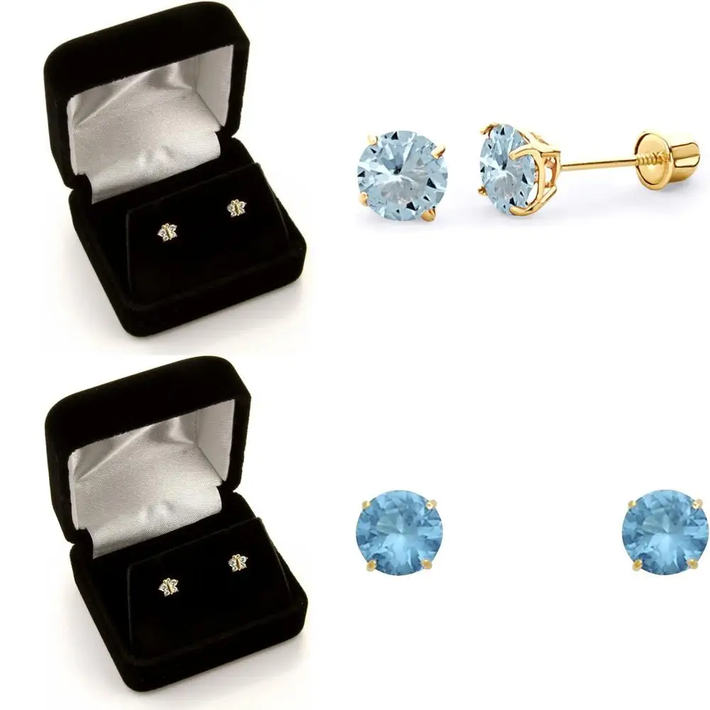 

Серьги-солитеры из желтого золота 14 карат, 5 мм, круглой формы, с винтовой застежкой