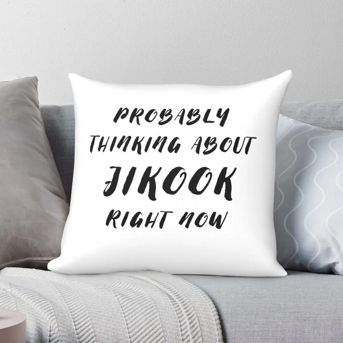 Thinking About Jikook Pillowcase Polyester Linen Velvet Creative Zip Decor Car Cushion Case 45x45