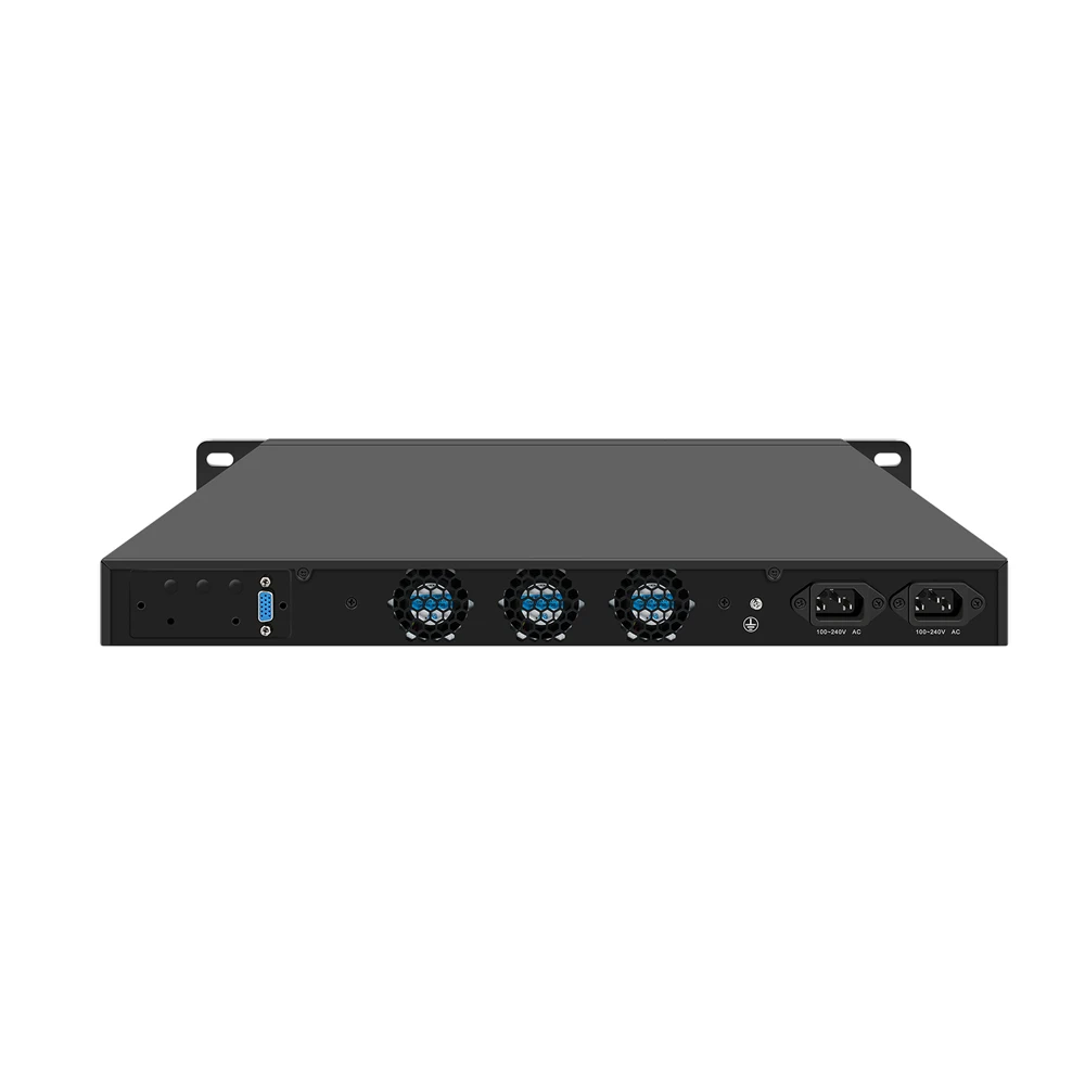 HUNSN 1U Firewall Appliance with Redundancy Power Supply, Intel N100/N200/I3 N305,RJ55k,8 x 2.5GbE LAN,VGA,GPIO,Dual Power