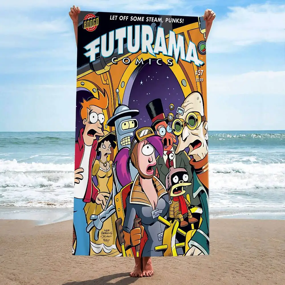 الكرتون F-Futuramaes كبير ستوكات مناشف الشاطئ منشفة سريعة الجافة الرمال مناشف الشاطئ بركة منشفة للسفر حمام سباحة اليوغا #1