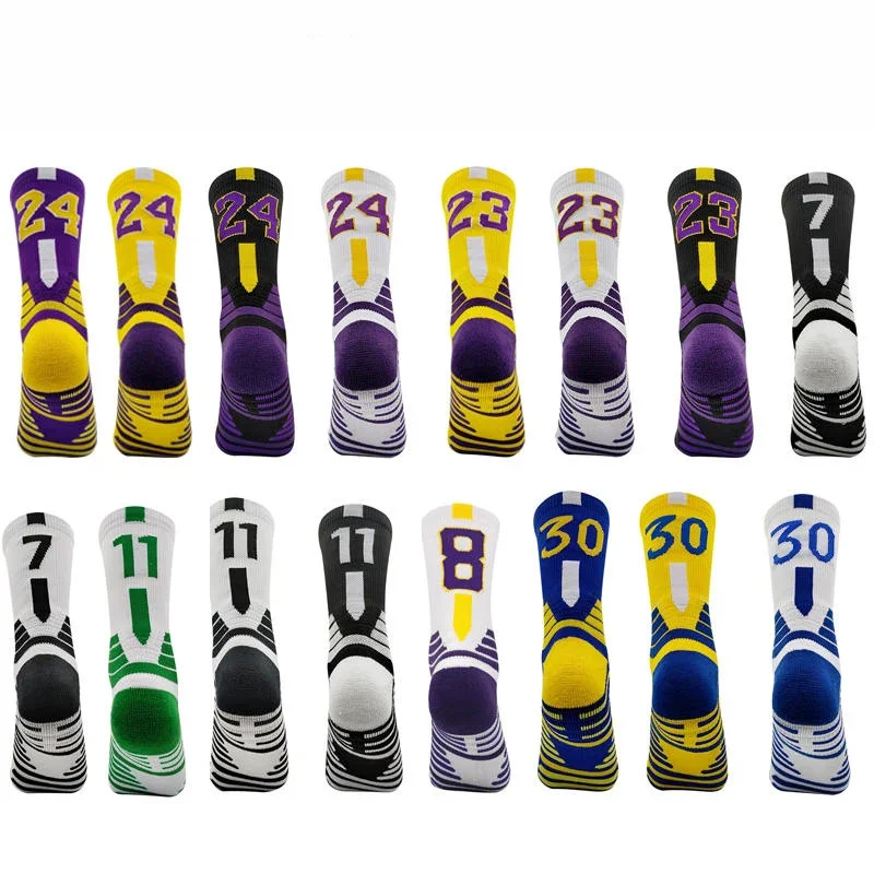 Infant Kids Boys Children Super Star Number Basketball Socks Sports Training Socks Non-slip Skateboard Soccer Running Socks