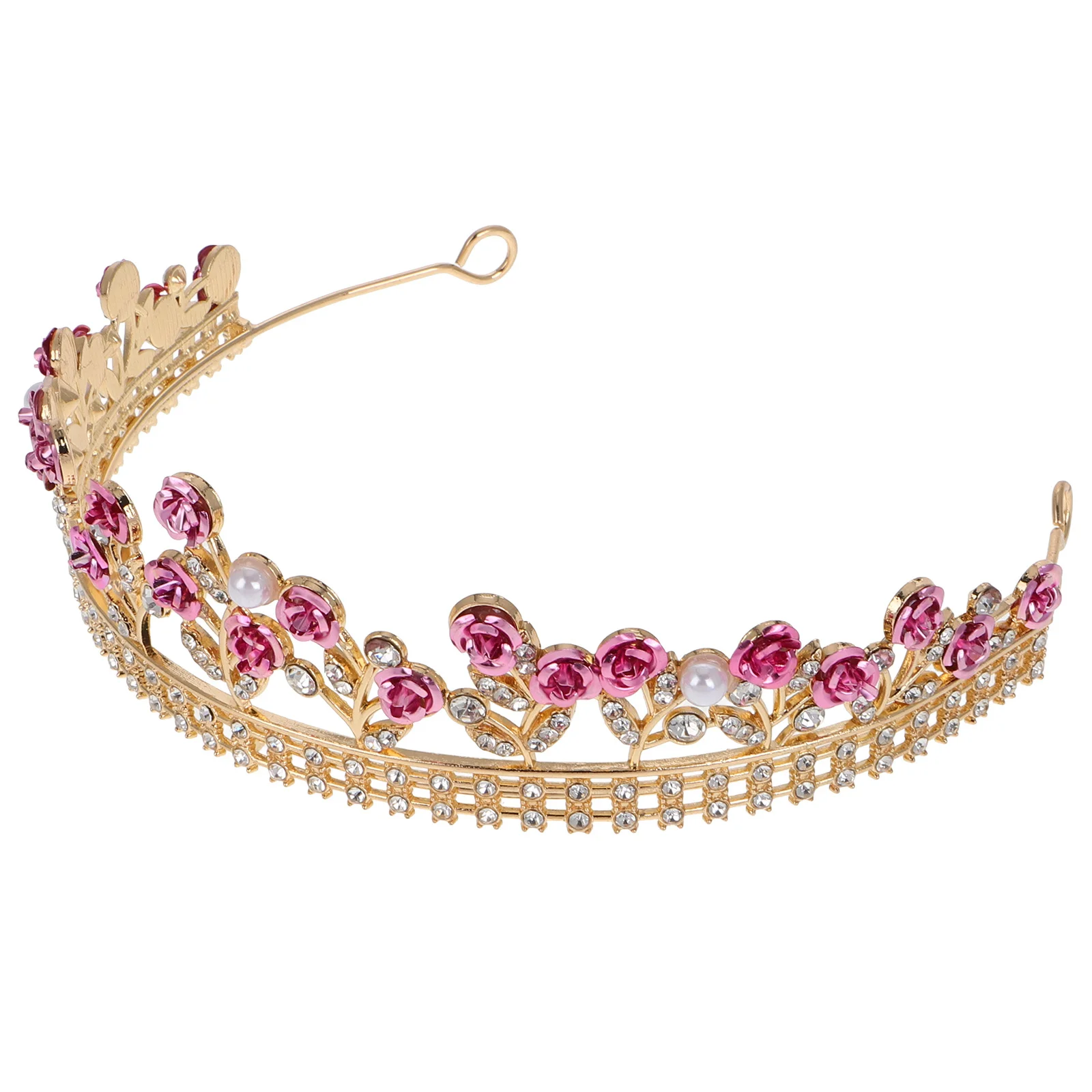 

Rhinestone Rose Bridal Headband Elegant Metal Crown Wedding Hair Piece Bride Accessories Princess Tiara Headband for Women