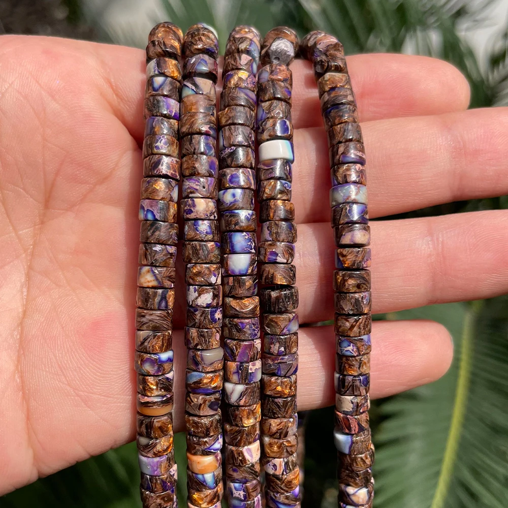 6x3mm Bronze naturel violet sédiment de mer jaspe cylindre entretoise perles en vrac pour la fabrication de bijoux bracelet à bricoler soi-même collier accessoires