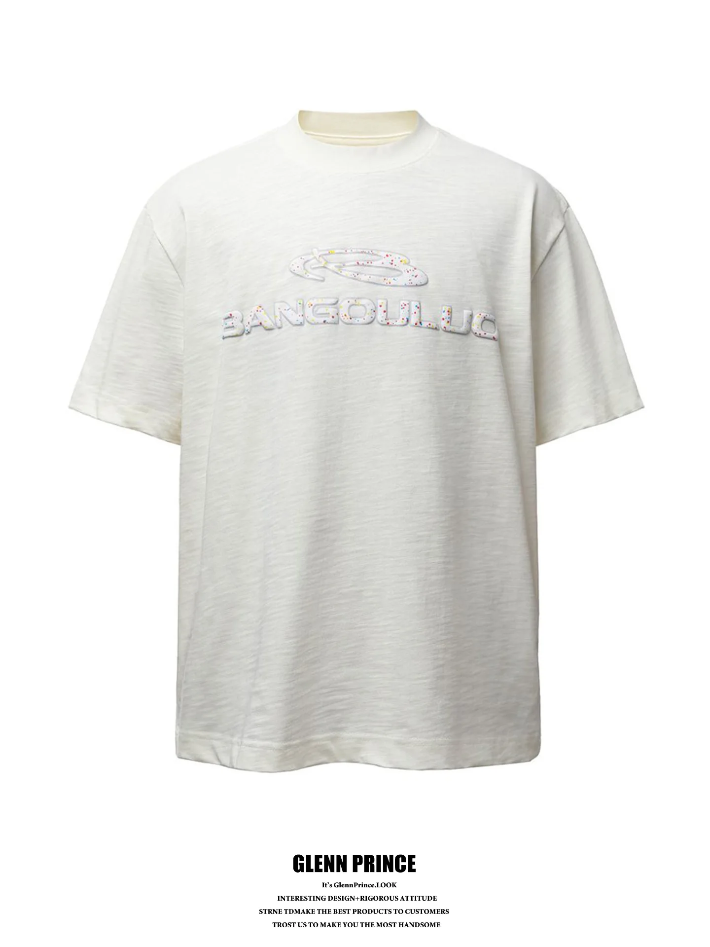 

GPstudio American Style 350G Heavyweight Foamed Color Dot Letter T-Shirt Men Summer Design Casual Short Sleeve Top