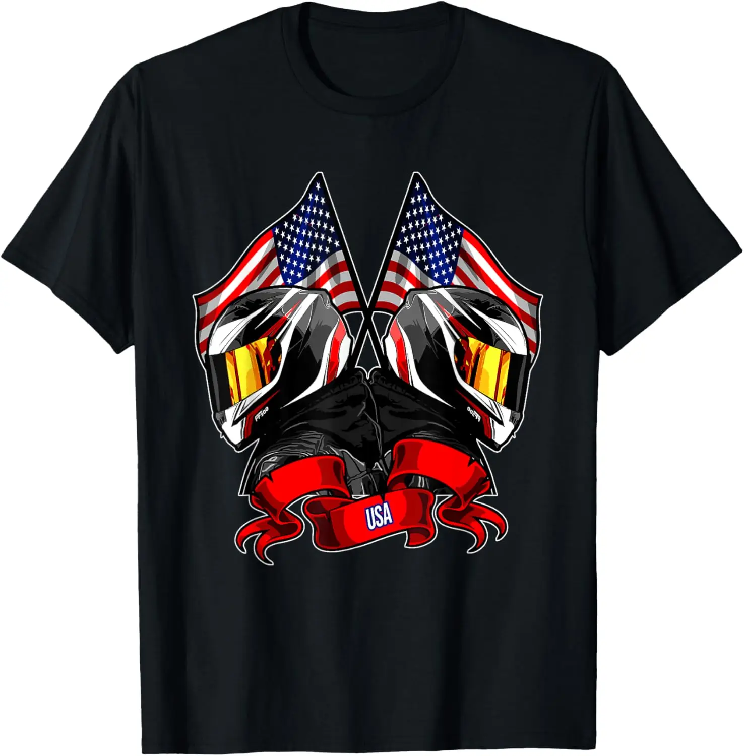 T-shirt motocycliste drapeau américain, motard de moto pour hommes et femmes