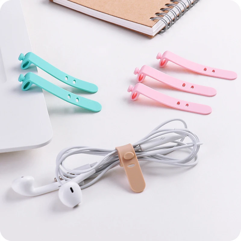 4PCS Earphone Cord Winder Silicone Strap Hook Loop Cable Winder Headphone Cord Earphone Organizer Cable Collector Cable Tie