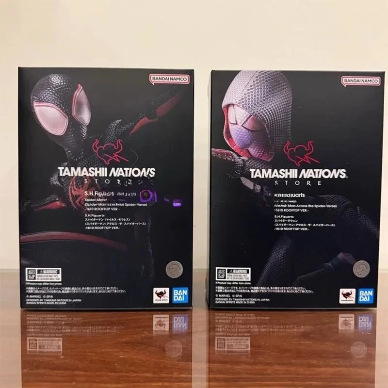 100% figura de acción Original Bandai Shf Sh Figuarts Across The S Miles Morales Gwen 1610 edición en el techo