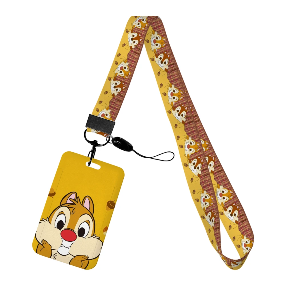 Disney Chip 'n' Dale Lanyard For Keys Chain Chipmunk ID Card Cover Bus Card Holder Charm Badge Holder Personalized Gift