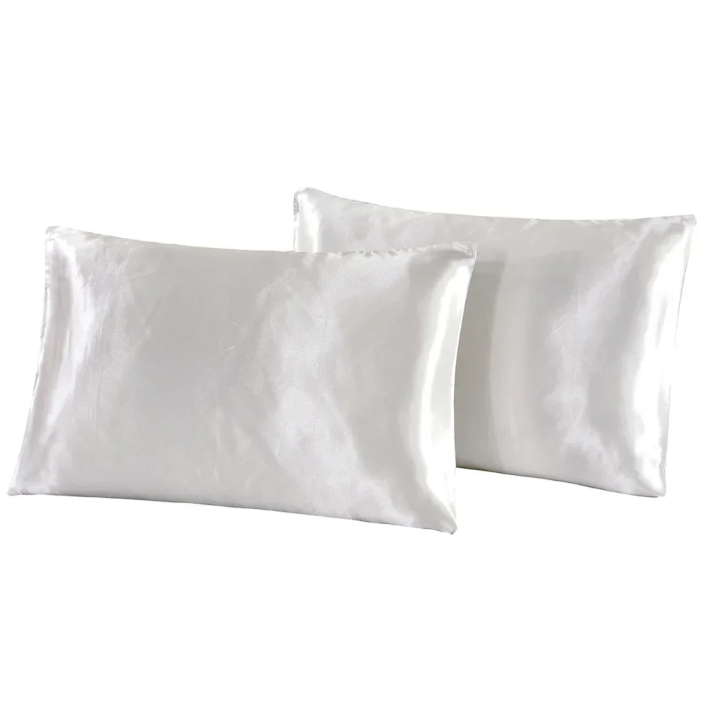 

1Pc Queen Satin Silk Pillowcase Pillow Case Cover Home Bedding Smoothy Pillow Rectangle Bedding Pillow