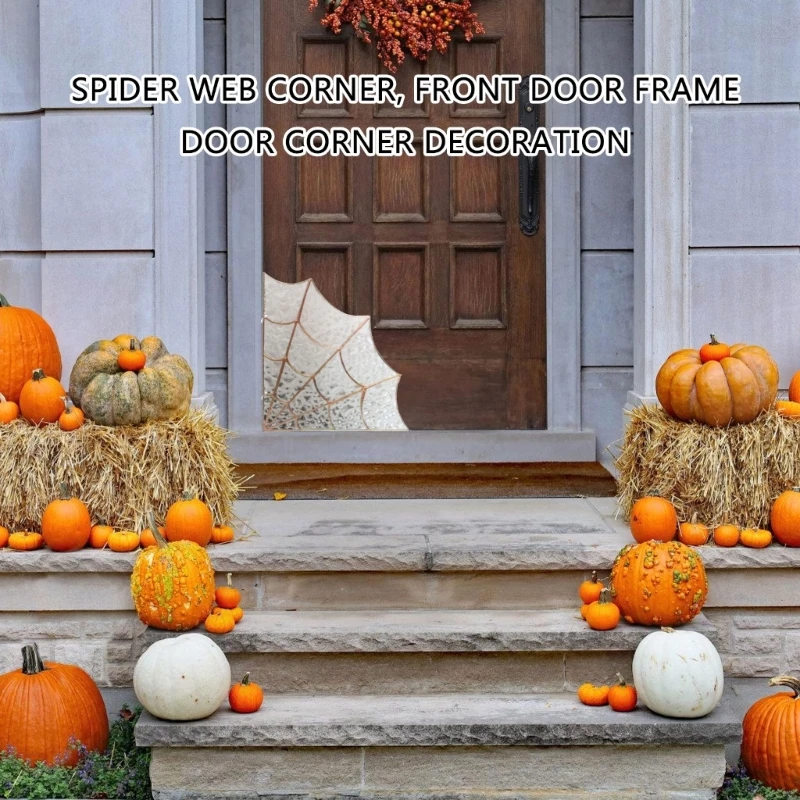 Eerie Season Glass Spiders Webs Door Corner Halloween Party Houses Decorations