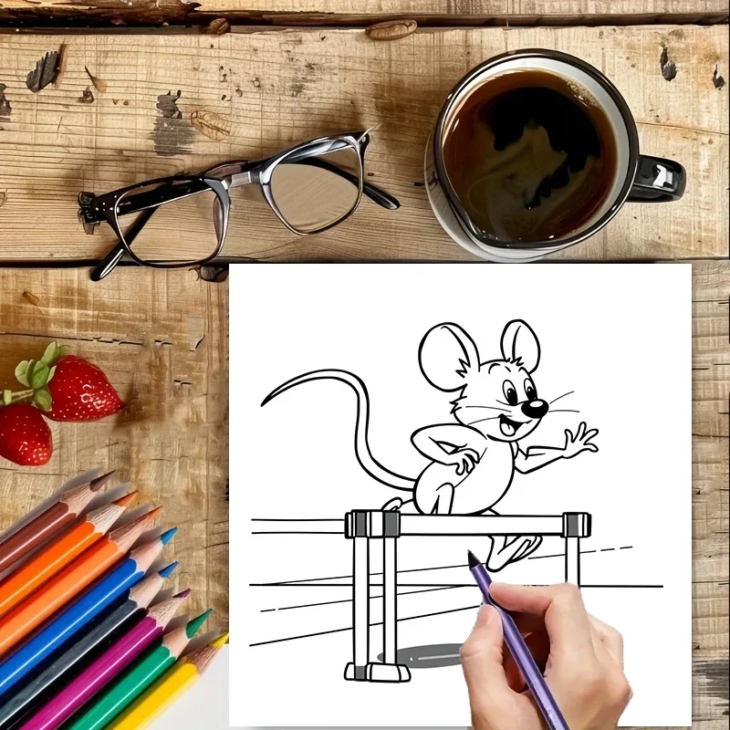 كتاب تلوين اجتماع رياضي الحيوان للبالغين |   كتاب تلوين مكون من 28 صفحة، مستلزمات الرسم لعيد الميلاد وعيد الشكر