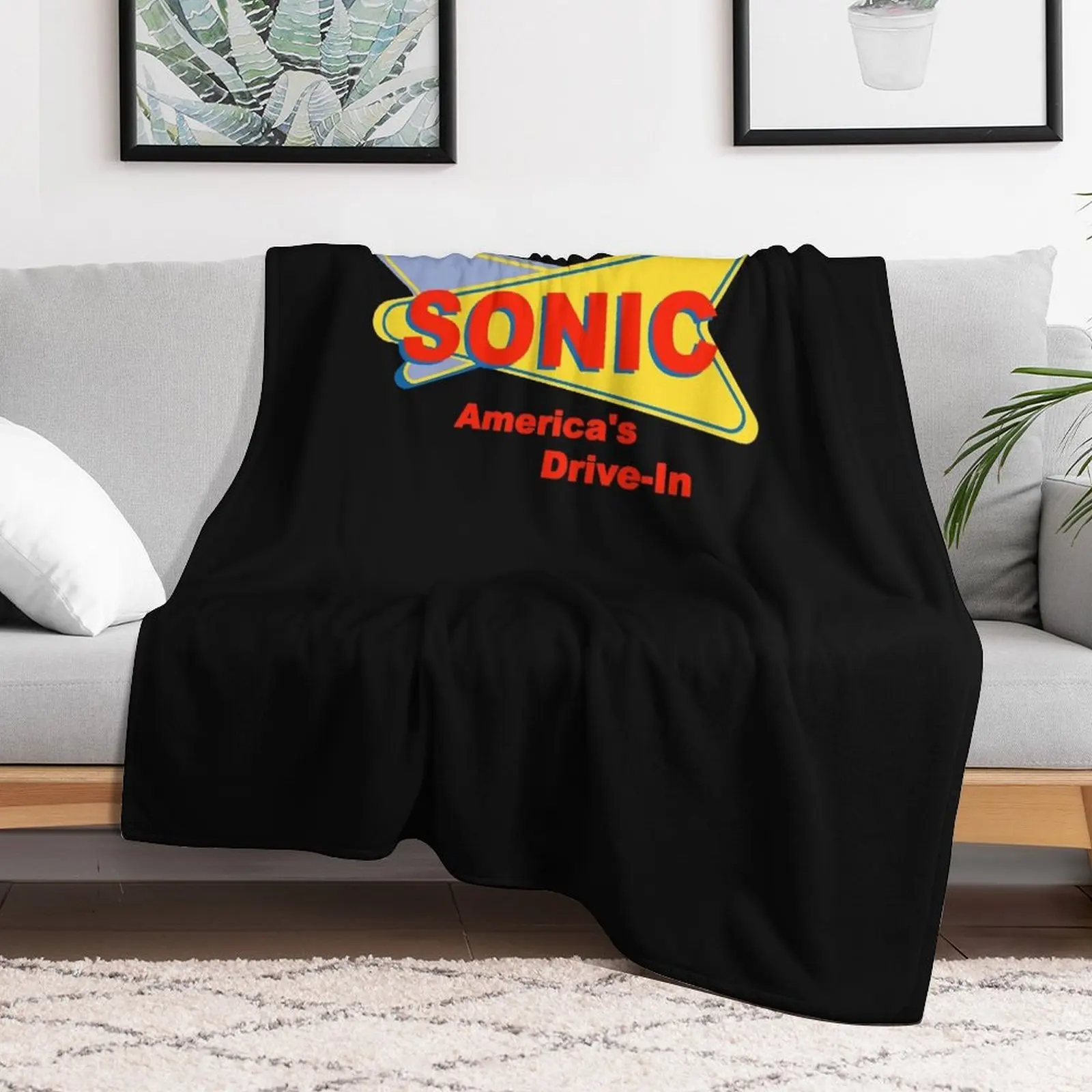 Sonic America's drive-in Fast Food-logo Rood Essential T-shirt Gooi deken Leuke geruite decoratieve dekens