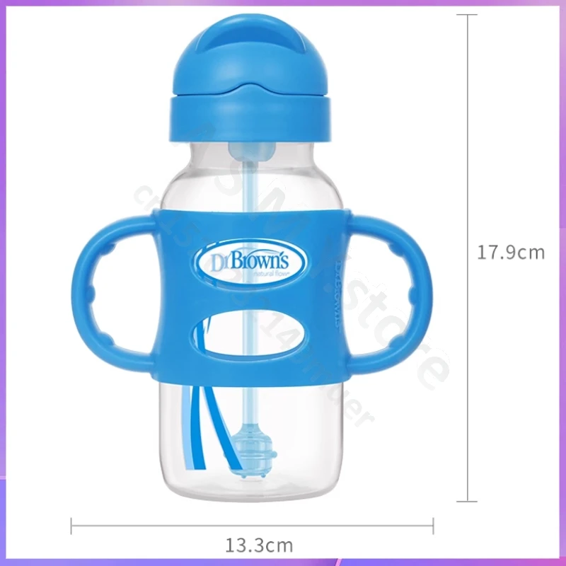 Dr. Brown's Wide Caliber PP Straw Milk Bottle 270ml for Babies - Baby Feeding Straw Bottle