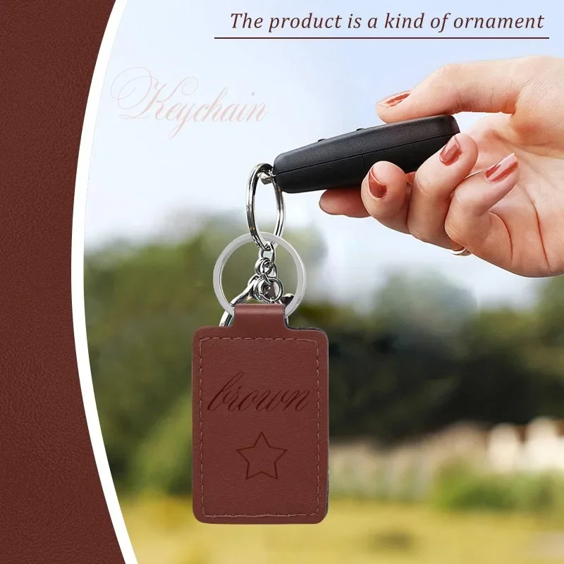 Vintage Laser Engrave Name Number Leather Keychain for Men Women Custom Car Logo Key Chain Pendant Personalize Keyring