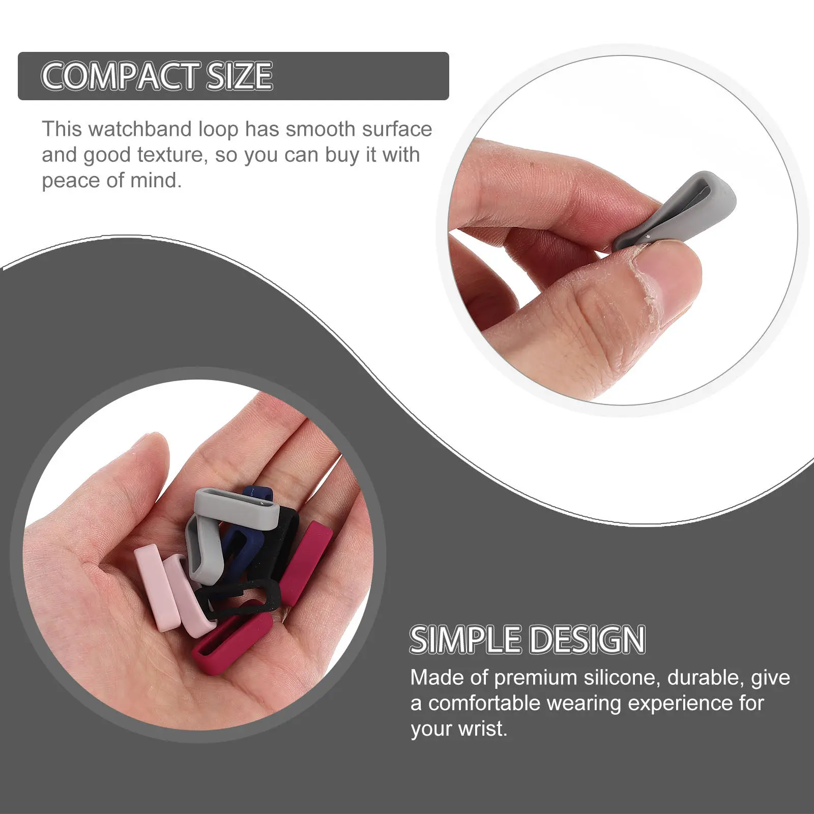 10Pcs Soft Flexible Silicone Watch Strap Retainers Smooth Surface Comfort Fit Lightweight Secure Fastening Loop for