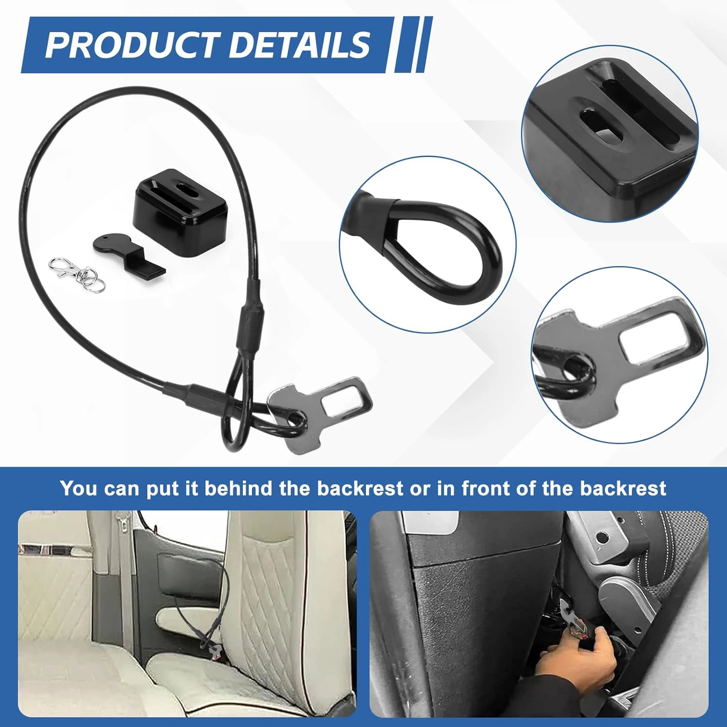 2 Pack Safety Rope Seat Belt Latch Security Door Straps-Locks Of Using The Seatbelt Anchor For Motorhome Cab For Rv Accessories view 4