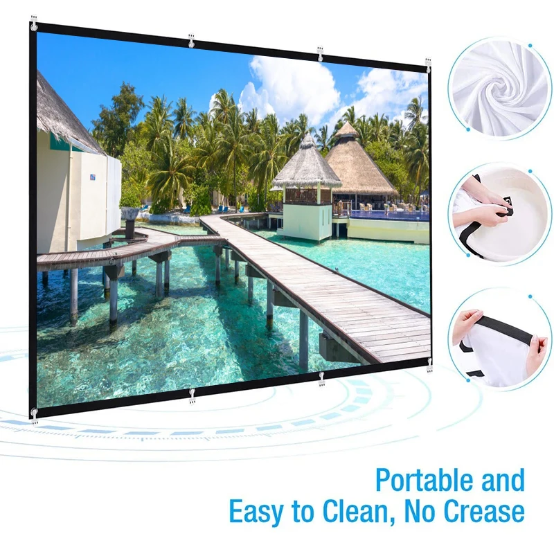 Large size hook adhesive wall without punching screen, cinema grade high-definition washable, foldable projection screen