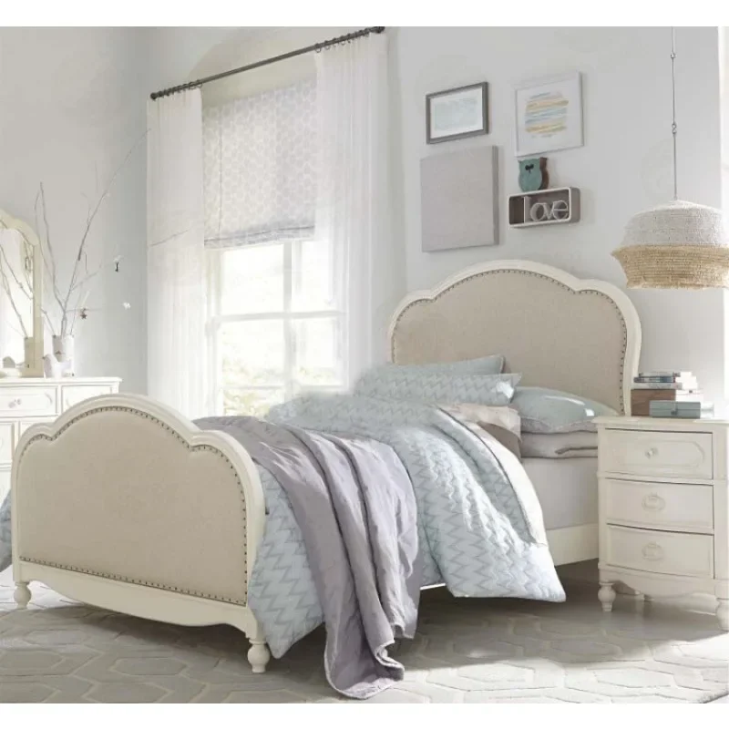 

Solid wood bed high back 1.51.8 meters double princess children's retro old wedding