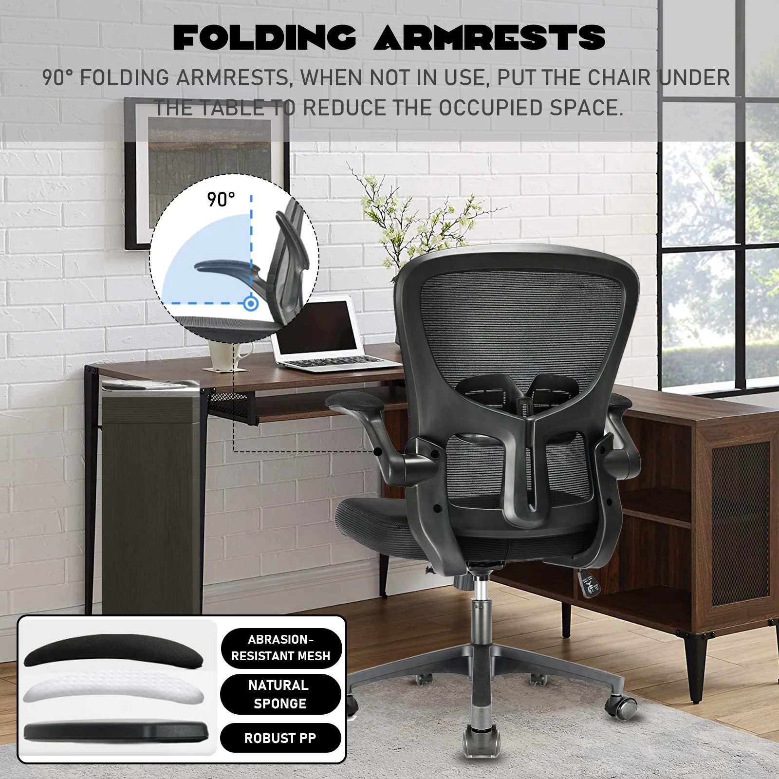 كرسي مكتب مريح من Durrafy، كرسي مكتب مع مساند للذراعين قابلة للتعديل، كرسي ألعاب، كراسي مكتب شبكية، أسود