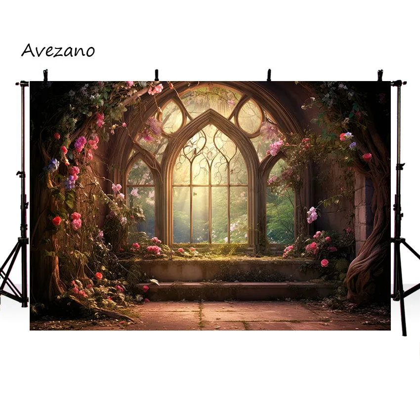 Avezano Photography Background Spring Wonderland Sunshine Windowsill Art Portrait Photo Backdrop Photocall Photobooth Props