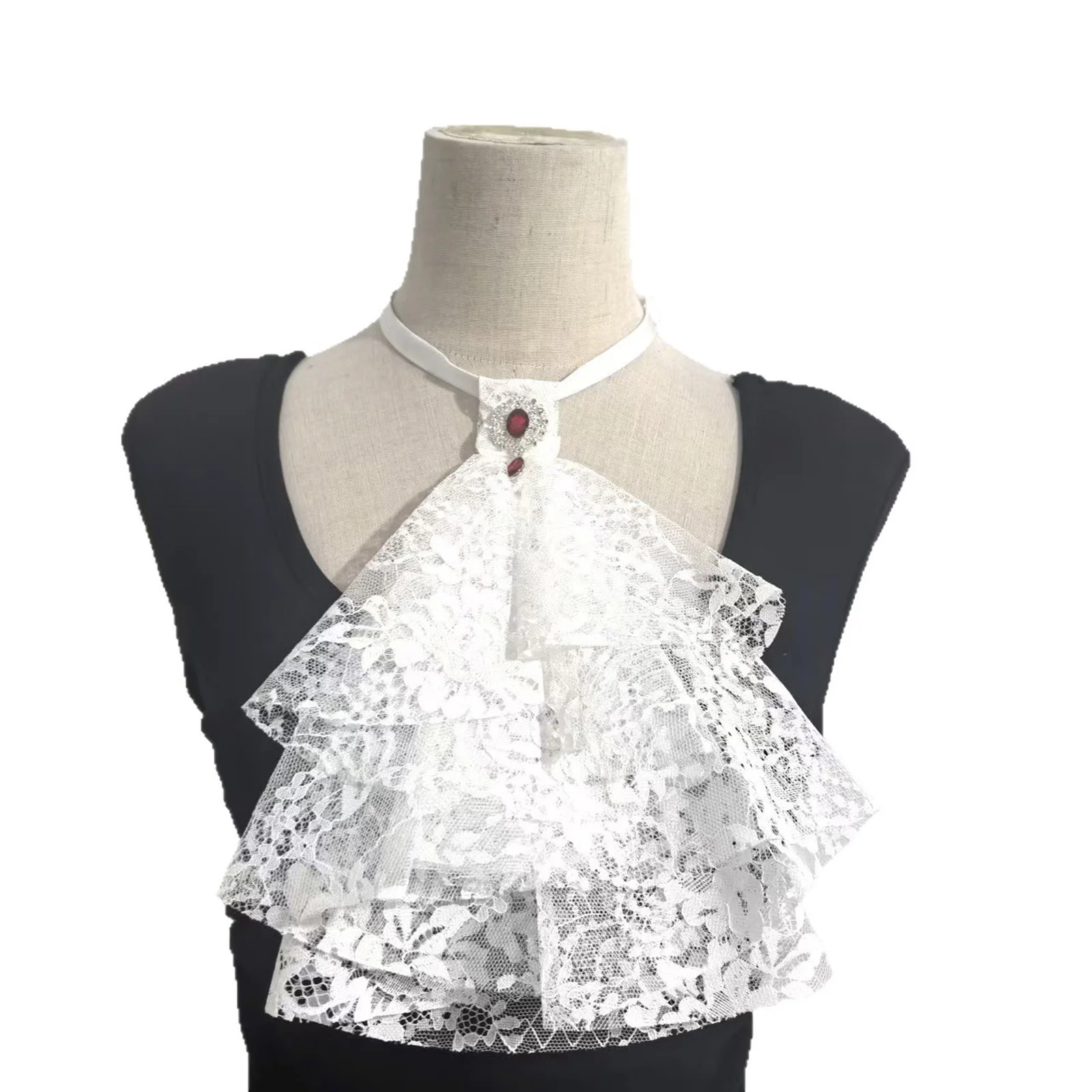 

Victorian Detachable Jabots Collar Ruffled Yarn Jabots Business Party Victorian Renaissances Costume Women Men Daily Neck Collar