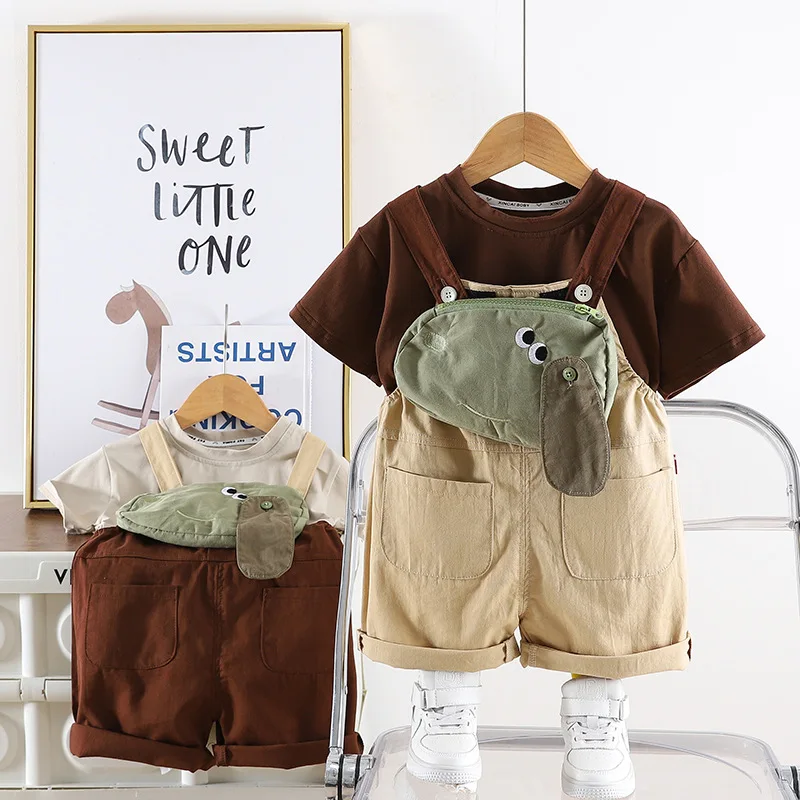 

Boys Clothing Sets Summer Children Cute T-shirts Overall Shorts 2pcs Tracksuits For Baby 1 To 4 Years Outfits Kids Cartoon Suit