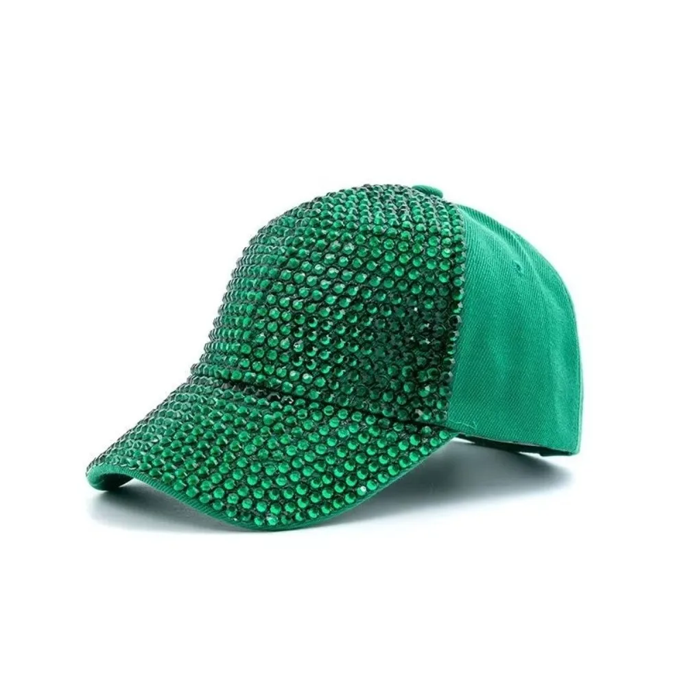 Solid Color Rhinestones Baseball Cap Adjustable Peaked Cap Sunscreen Sun Hat Bling Bling Korean Style Sunshade Peaked Cap Men