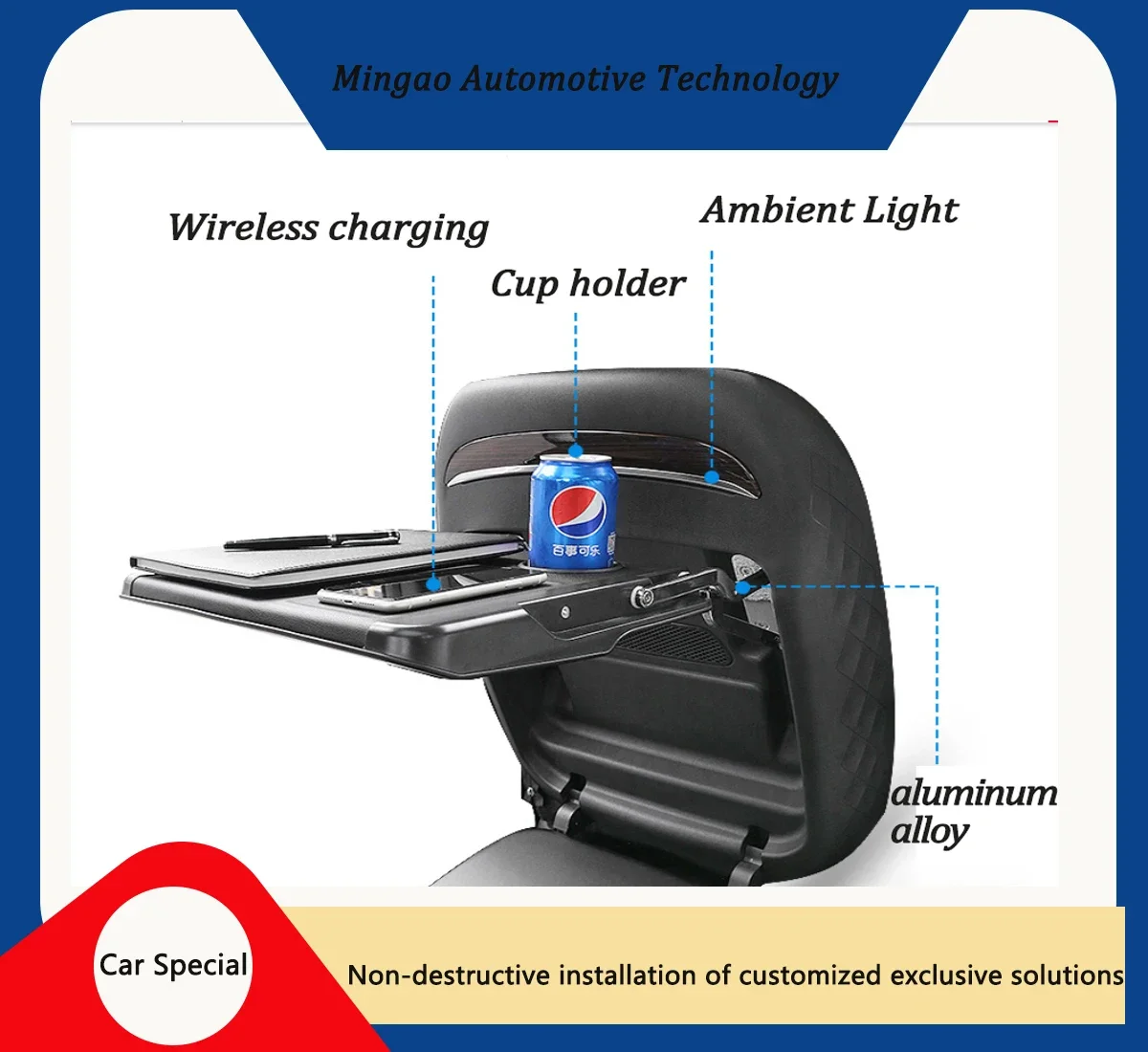 Car Seat Back with Leg Rest Travel Portable Active Folding Electric Table