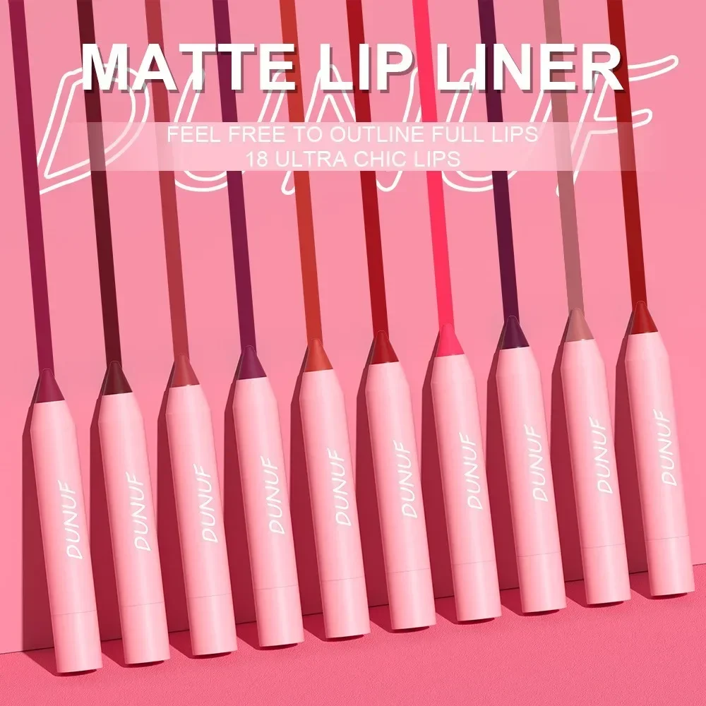 Lápiz labial mate de 18 colores, resistente al agua, duradero, Marrón Nude, delineador de labios, tinte de contorno de labios rojo, maquillaje cosmético