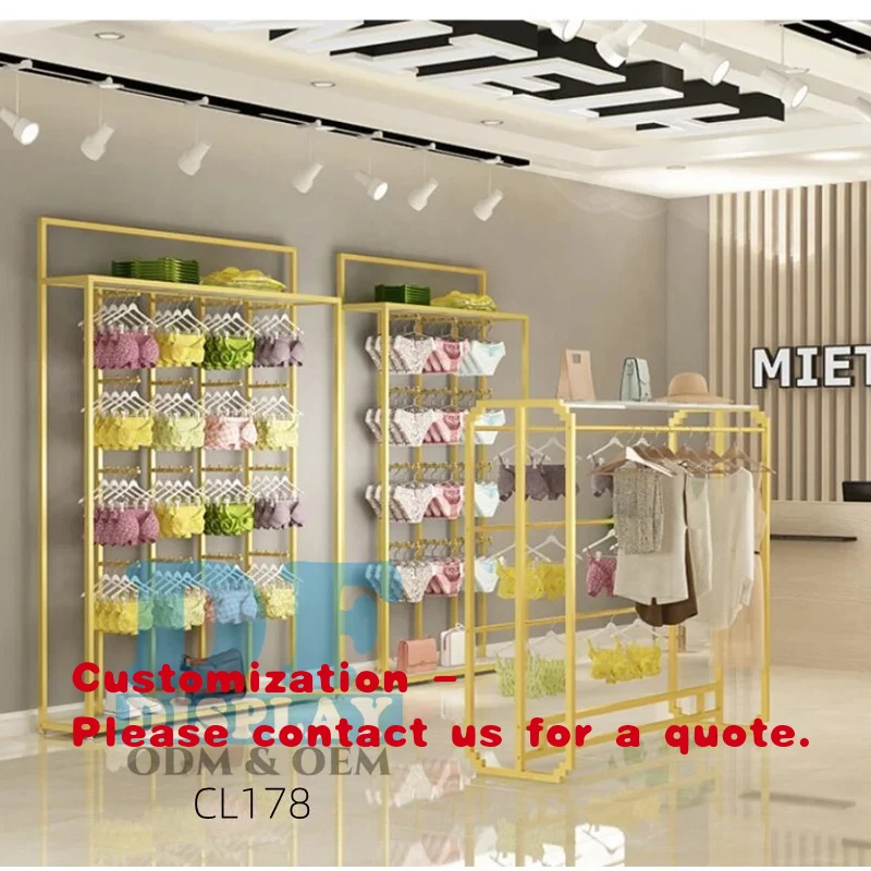 custom.CL178-1 Luxury Modern Gold Underwear Store Display  Rack Furniture Lingerie Shop Fitting Designs Clothing Display Rack Br