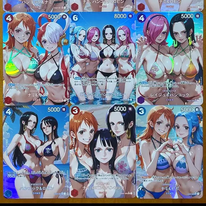

BLBU ACG OPCG Card One Piece Collectible Card BoaHancock Bikini Sexy Multi person beach Anime Card Nami Robin Card OP DIY Card