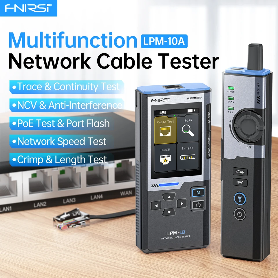 FNIRSI LPM-10A Intelligent Cable Tracer RJ45 RJ11 LAN Line Tester Port Flash Anti-interference Network Cable Repair Test Tool