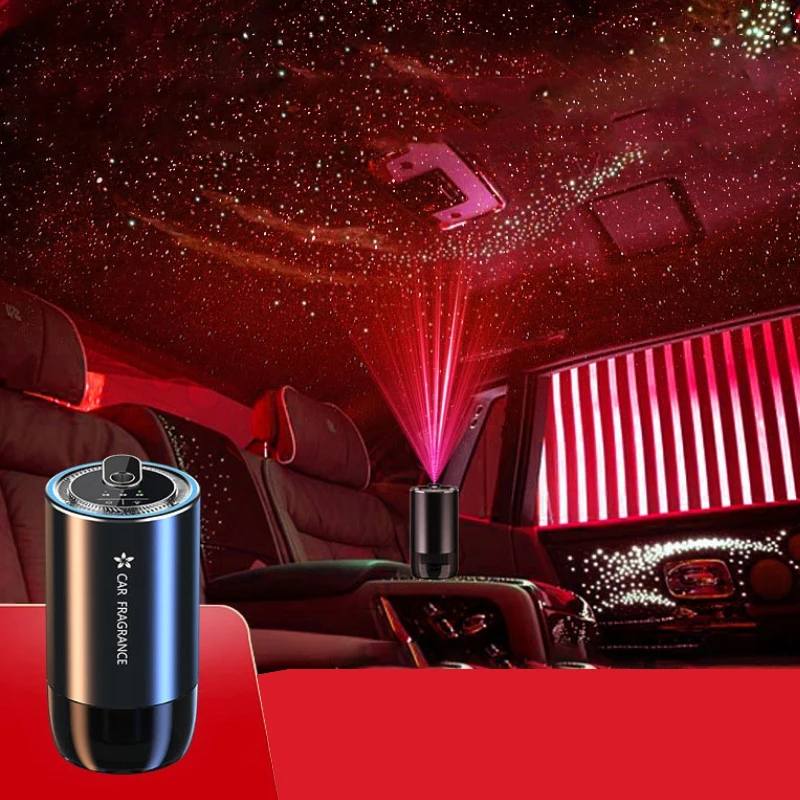 Car Air Refresher with LED Light and Starry Projection Light Home Perfume Auto Air Purifier Aromatherapy Interior Accessories