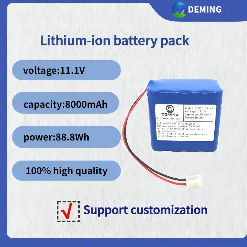

18650 3S4P 11.1V 8000mAh free custom shape size lithium ion battery pack