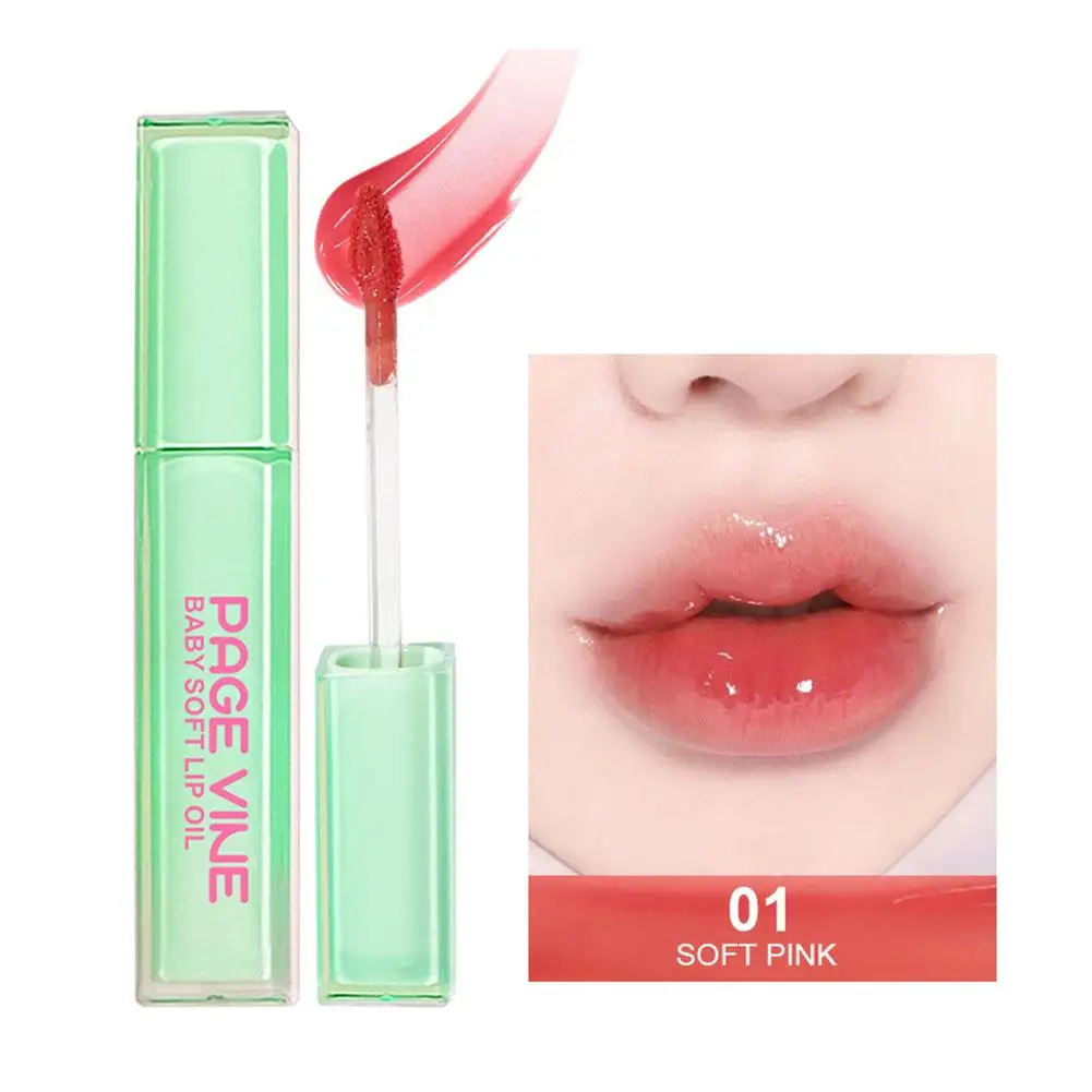 Página videira hortelã verde tubo quadrado esmalte labial dentado espelho vermelho cor boca para longa cor labial 3ml batom fácil duradouro r3o5