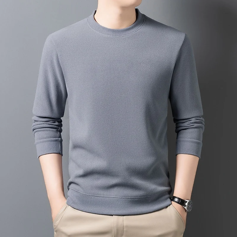 Herren-Pullover mit Rundhalsausschnitt, langen Ärmeln, Waffelstruktur, Fleece-Futter, warm, für den Winter, lässig, dick, für den täglichen Gebrauch, Oberteil – Detail 17