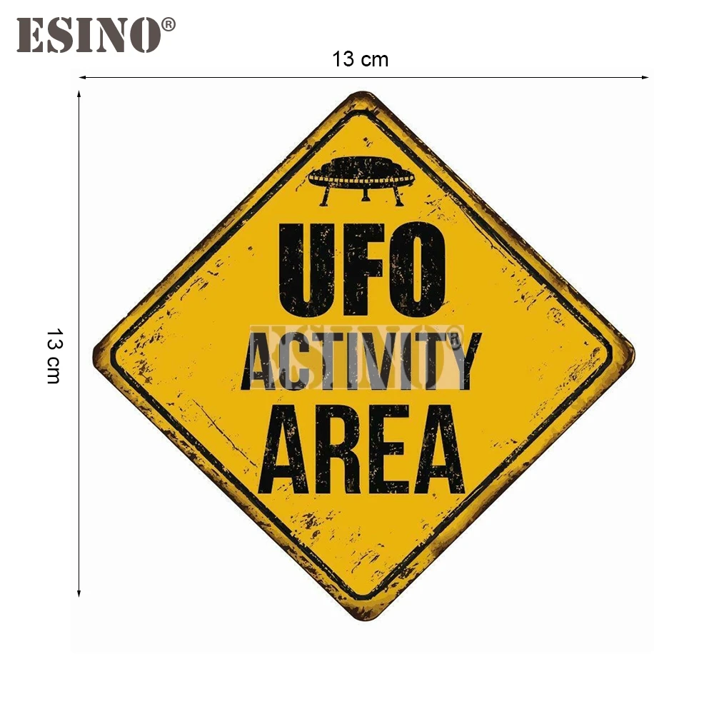 تصفيف السيارة الإبداعية مضحك منطقة تحذير 51 الغريبة UFO منطقة النشاط الكرتون البلاستيكية ملصق مقاوم للماء جسم السيارة ملصق نمط الفينيل #6